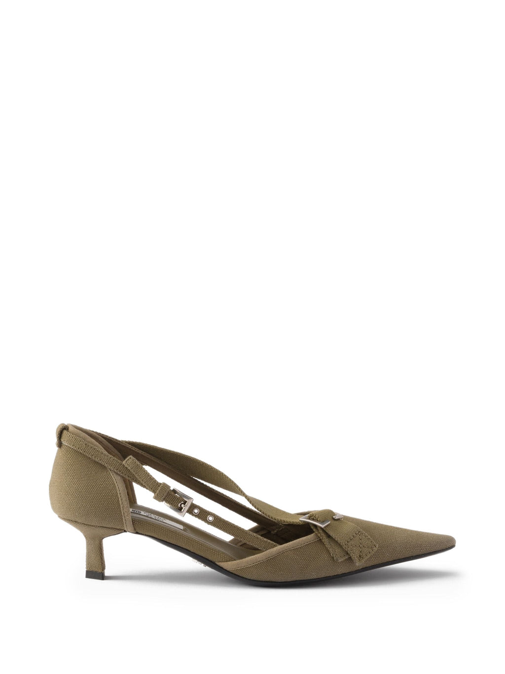 Prada Point-Toe Canvas Heeled Pumps