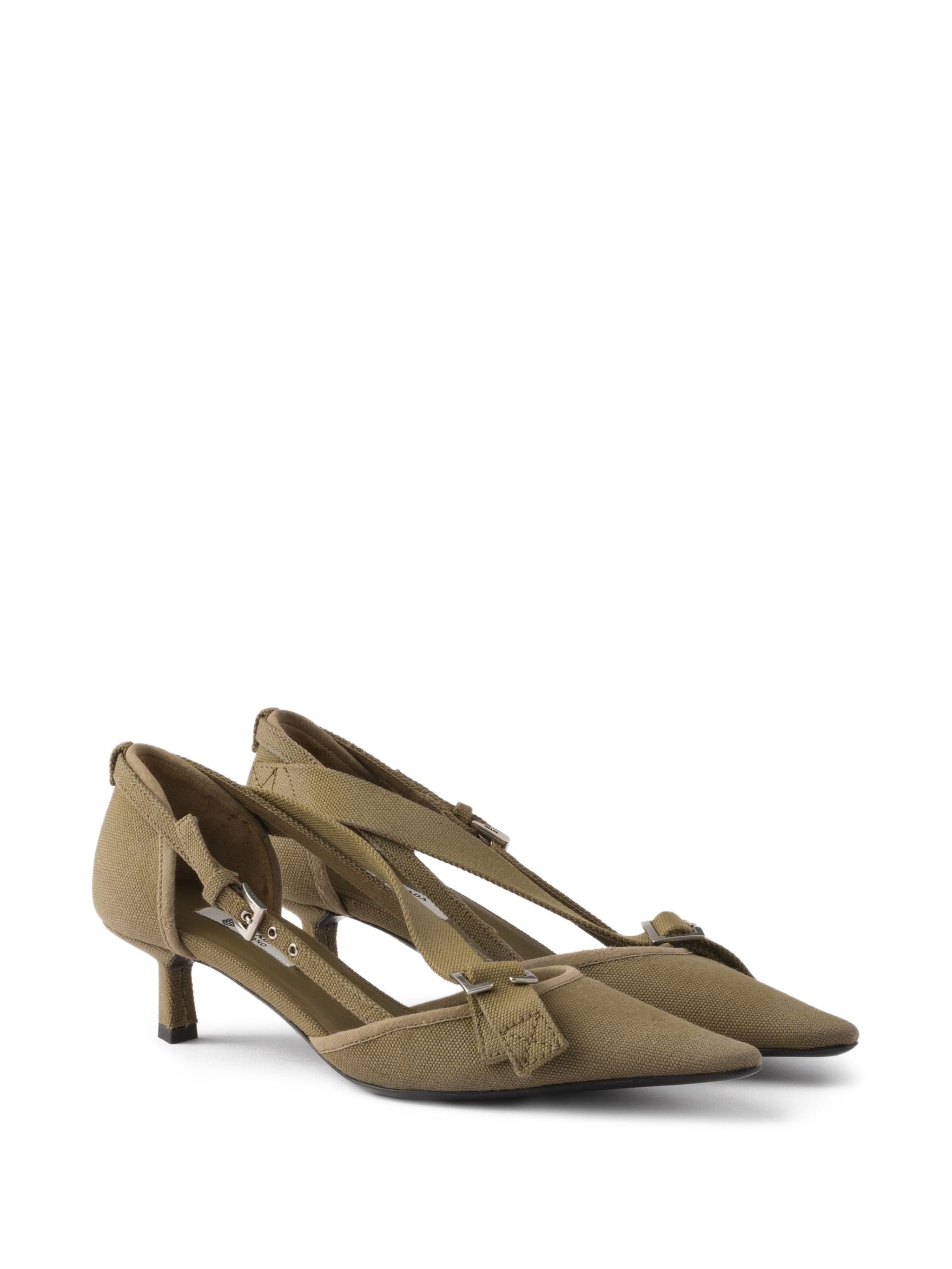 Prada Point-Toe Canvas Heeled Pumps