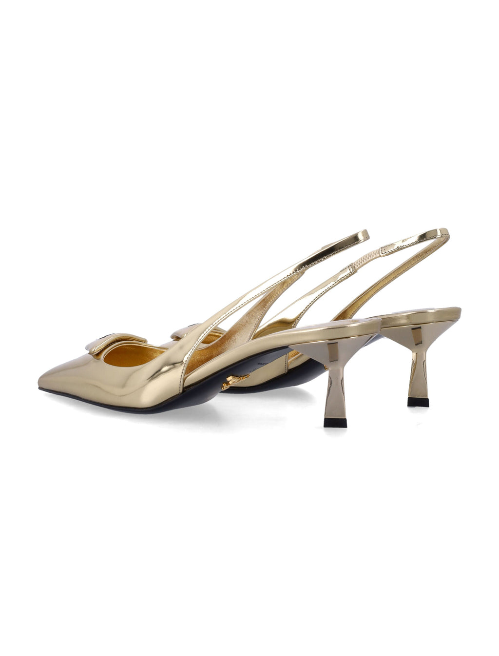Prada Prada Platinum Patent Leather Slingback Pumps