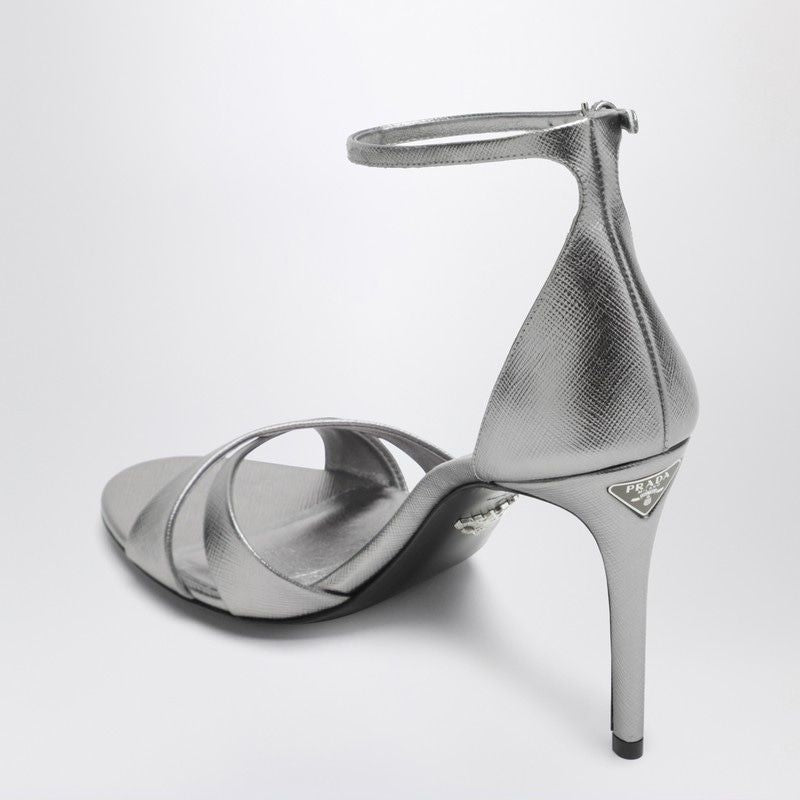 Prada Silver Heeled Sandals