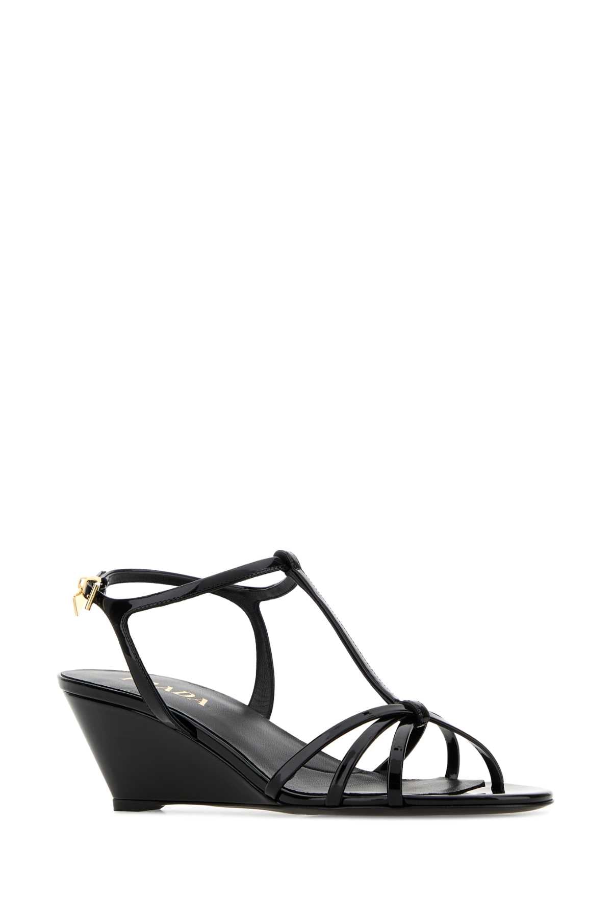 Prada Black Leather Sandals