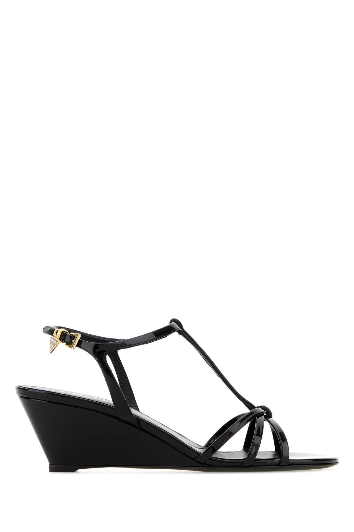 Prada Black Leather Sandals