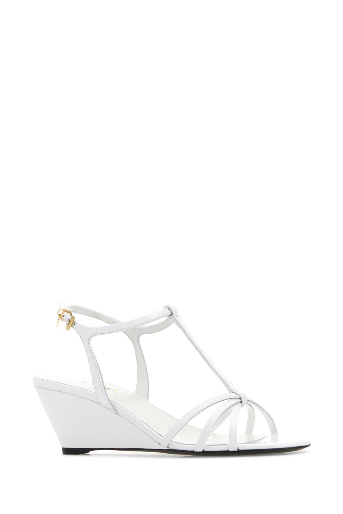 Prada White Leather Sandals