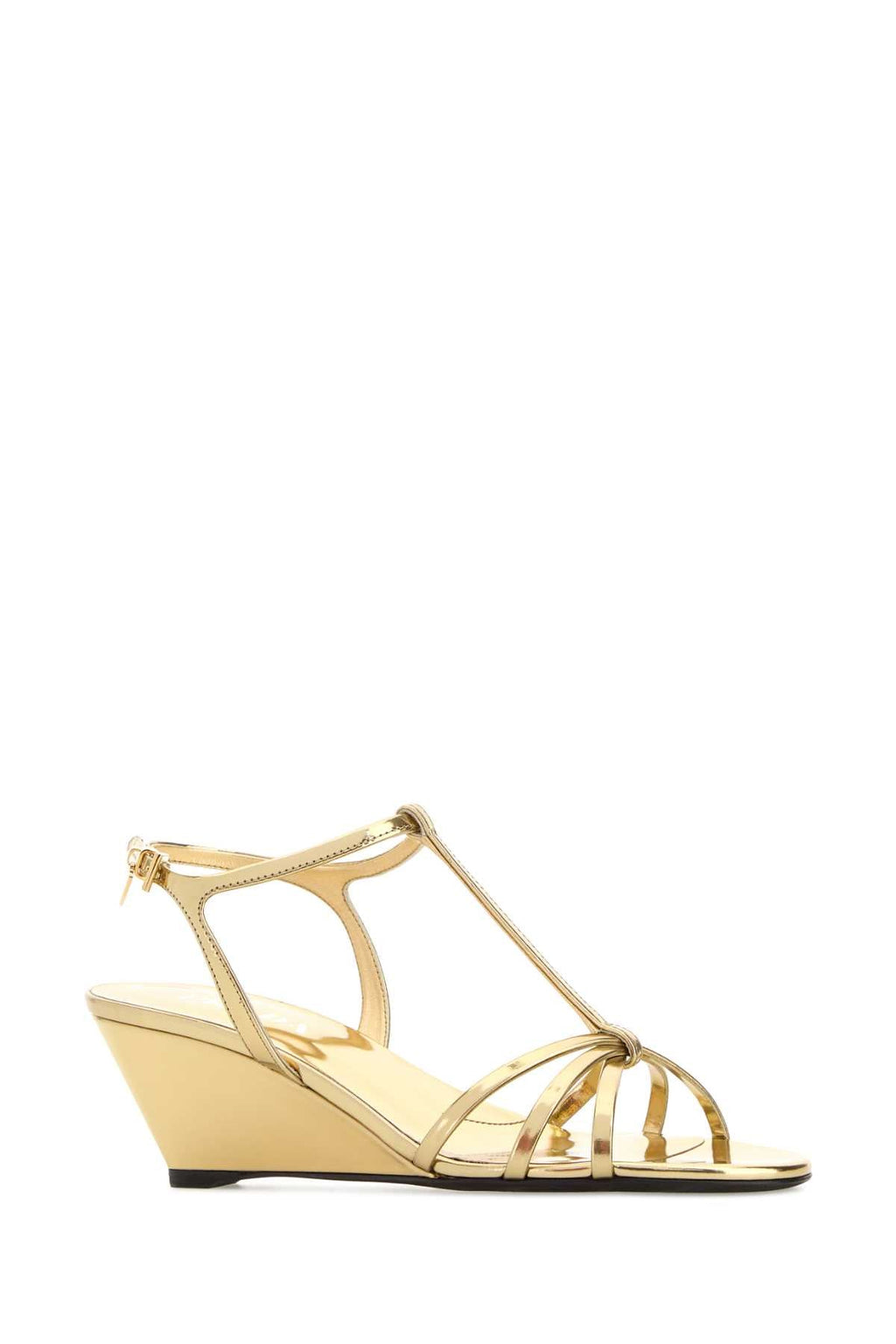 Prada Prada Metallic Leather Wedge Sandals