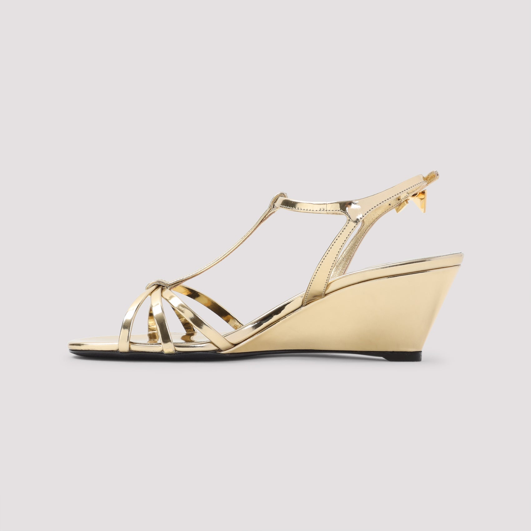 Prada Prada Metallic Leather Wedge Sandals