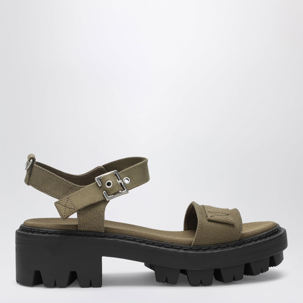 Prada Military Green Canvas Sandals