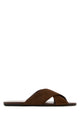 Prada Chocolate Suede Slippers