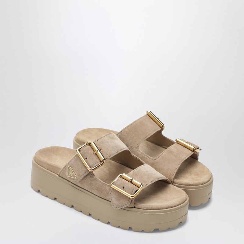 Prada Ecru Suede Sandals