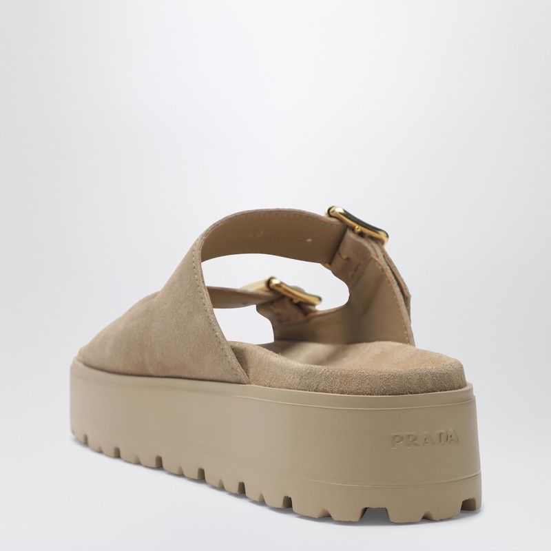 Prada Ecru Suede Sandals