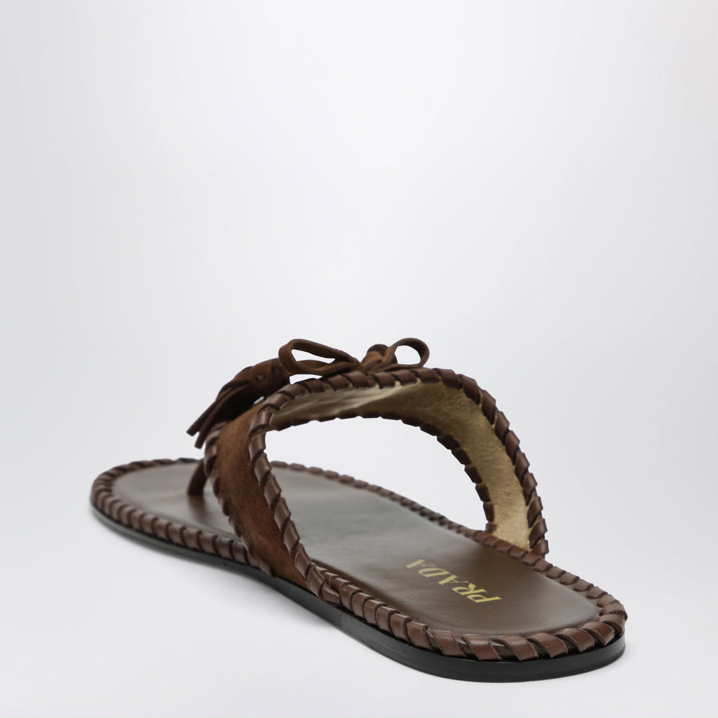 Prada Flipflops In Suede And Nappa Leather With Tassels