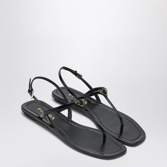 Prada Black Patent Thong Sandal