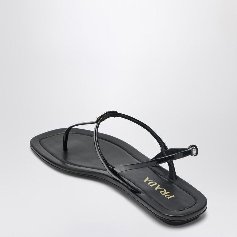 Prada Black Patent Thong Sandal