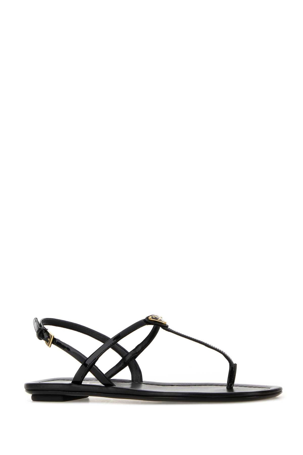 Prada Black Leather Thong Sandals