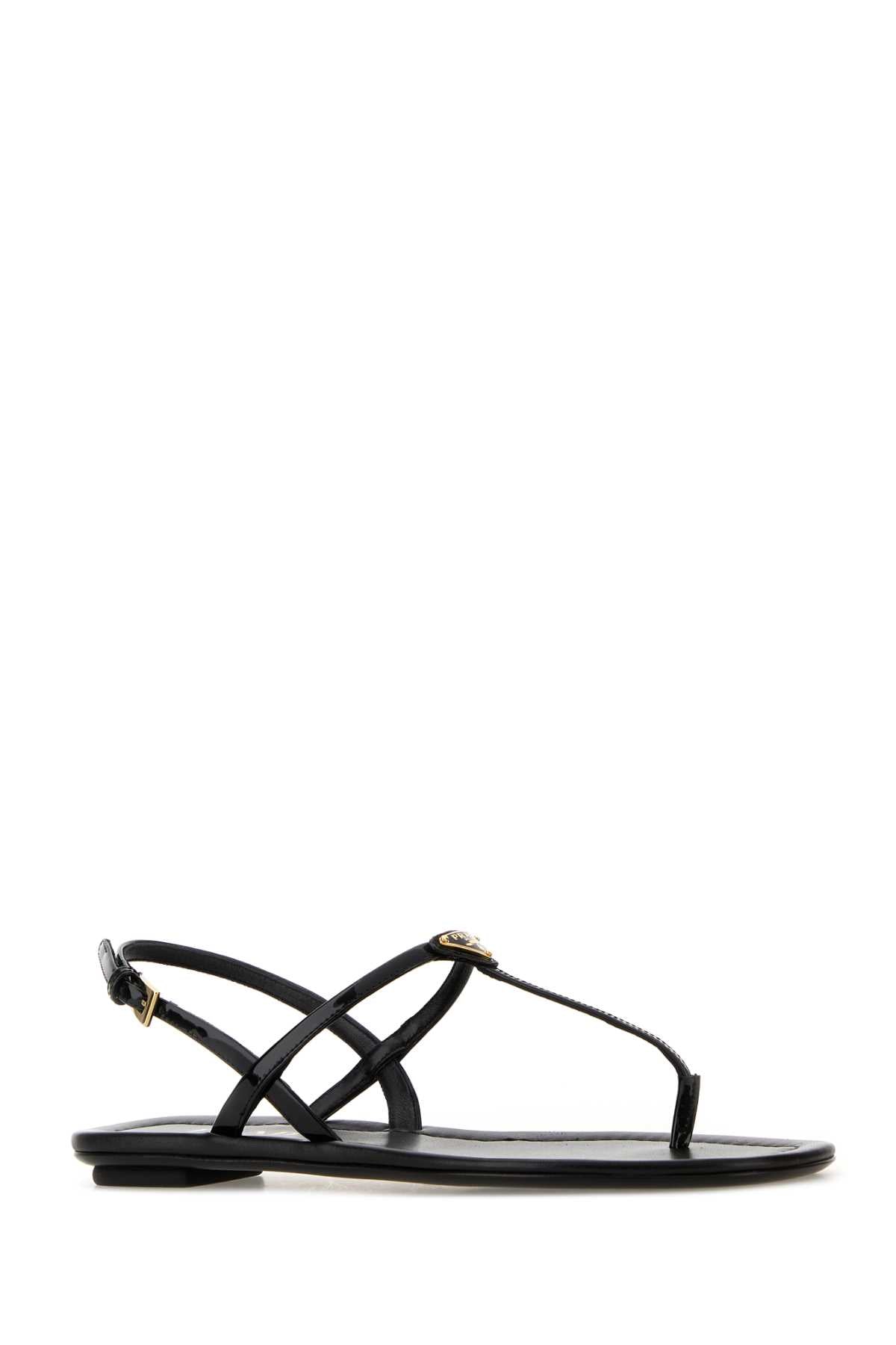 Prada Black Leather Thong Sandals