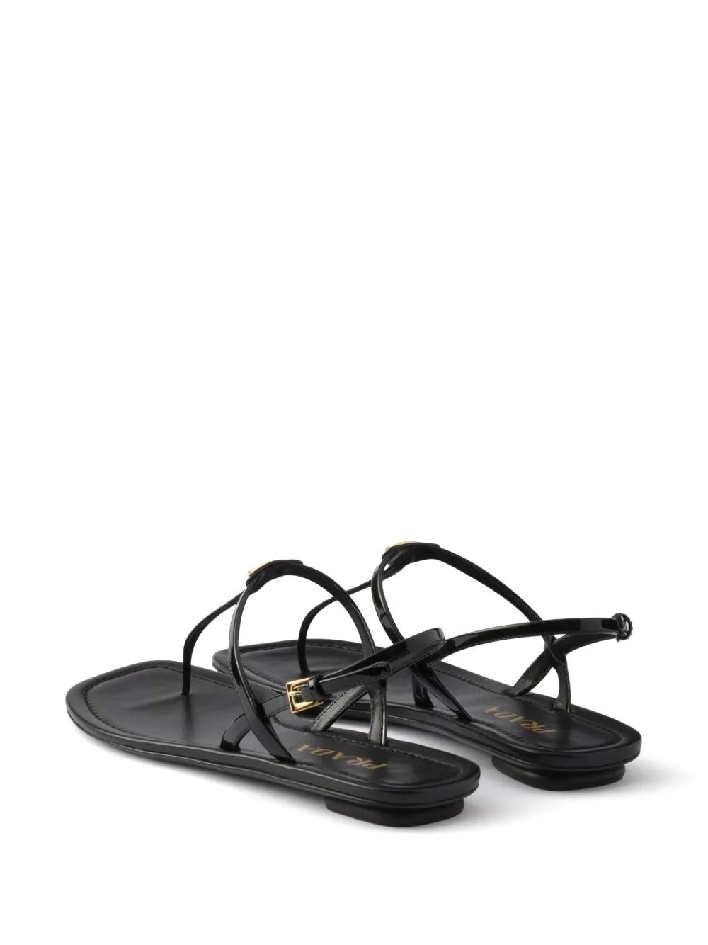 Prada Black Leather Thong Sandals