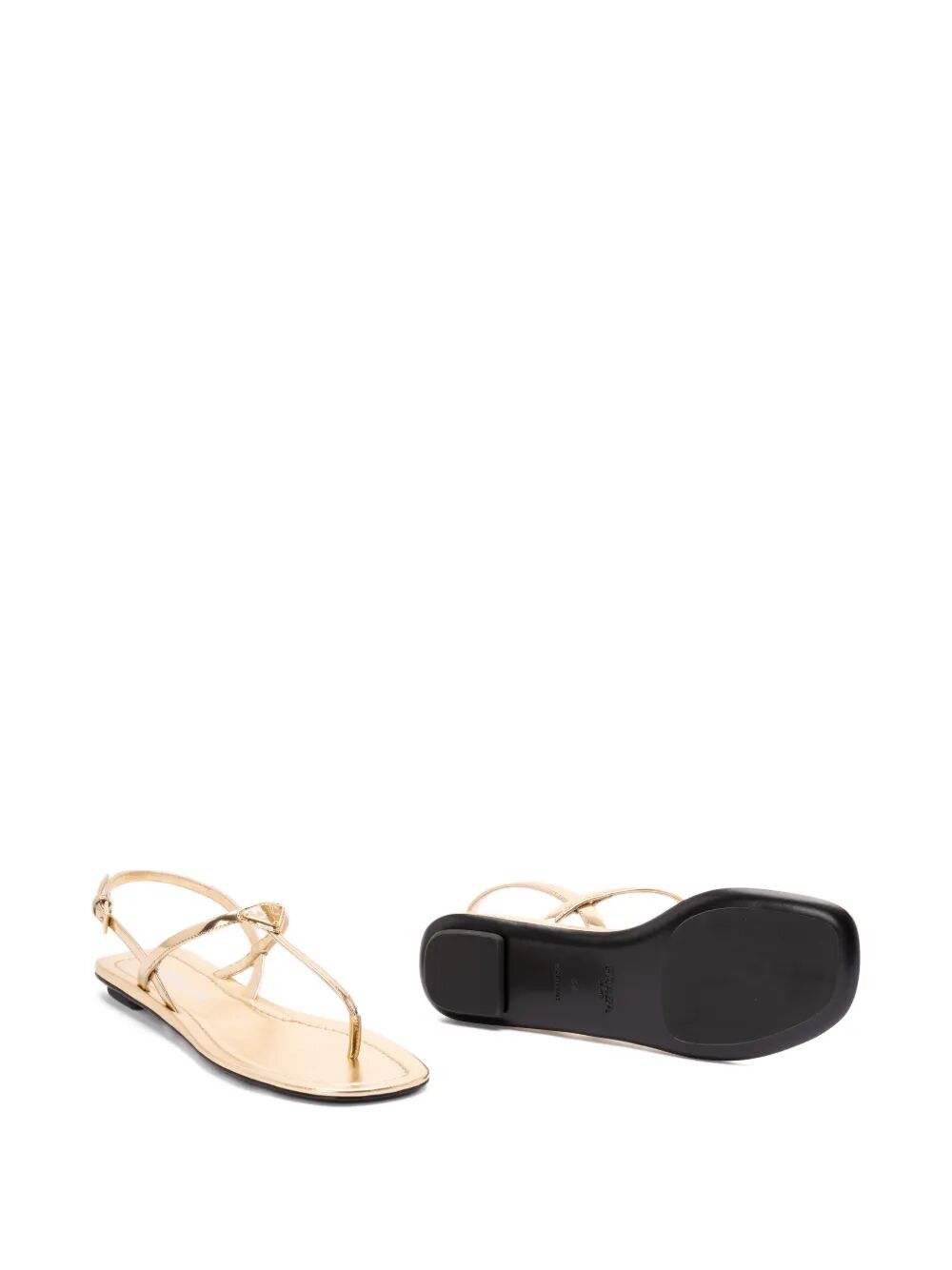 Prada Gold Leather Thong Sandals