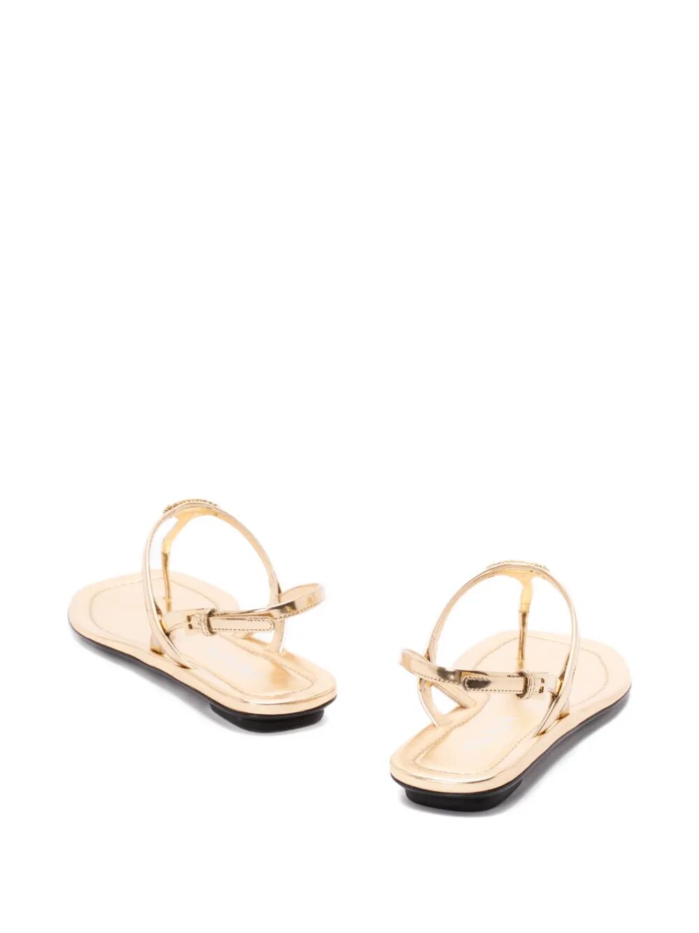 Prada Gold Leather Thong Sandals