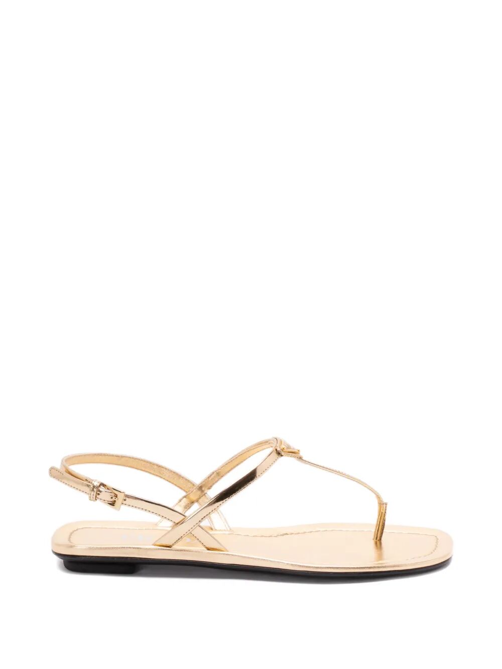 Prada Gold Leather Thong Sandals