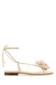 Magda Butrym Ss23 Wrap Around Flat Flower Sandals Crochet Cream
