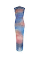 Jean Paul Gaultier Mesh High Neck Open Back Long Dress Printed Air