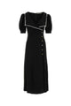 Alessandra Rich Cady Midi Dress With Collar And Lace Detail