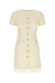 Self Portrait Cream Boucle Lace Trim Mini Dress
