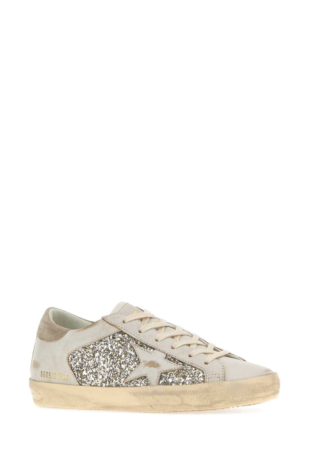 Golden Goose Deluxe Brand Super Star Glitter And Leather Upper Leather Star