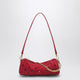 Manu Atelier Mini Cylinder Bag In Perforated Red Suede