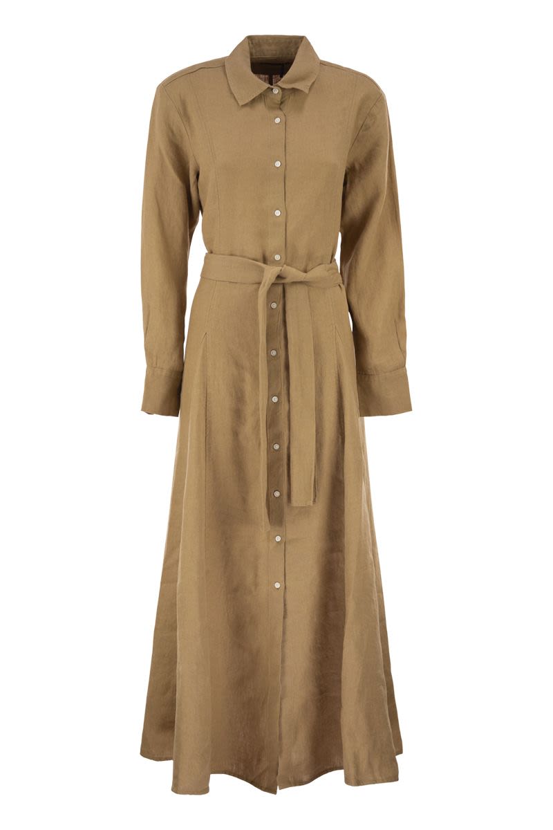 Polo Ralph Lauren Long Linen Shirt Dress With Belt