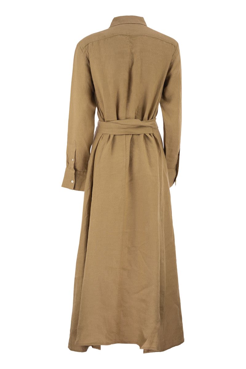 Polo Ralph Lauren Long Linen Shirt Dress With Belt
