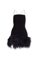 The Attico Fujiko Compact Techno Jersey With Ostrich Boa Feathers Mini Dress