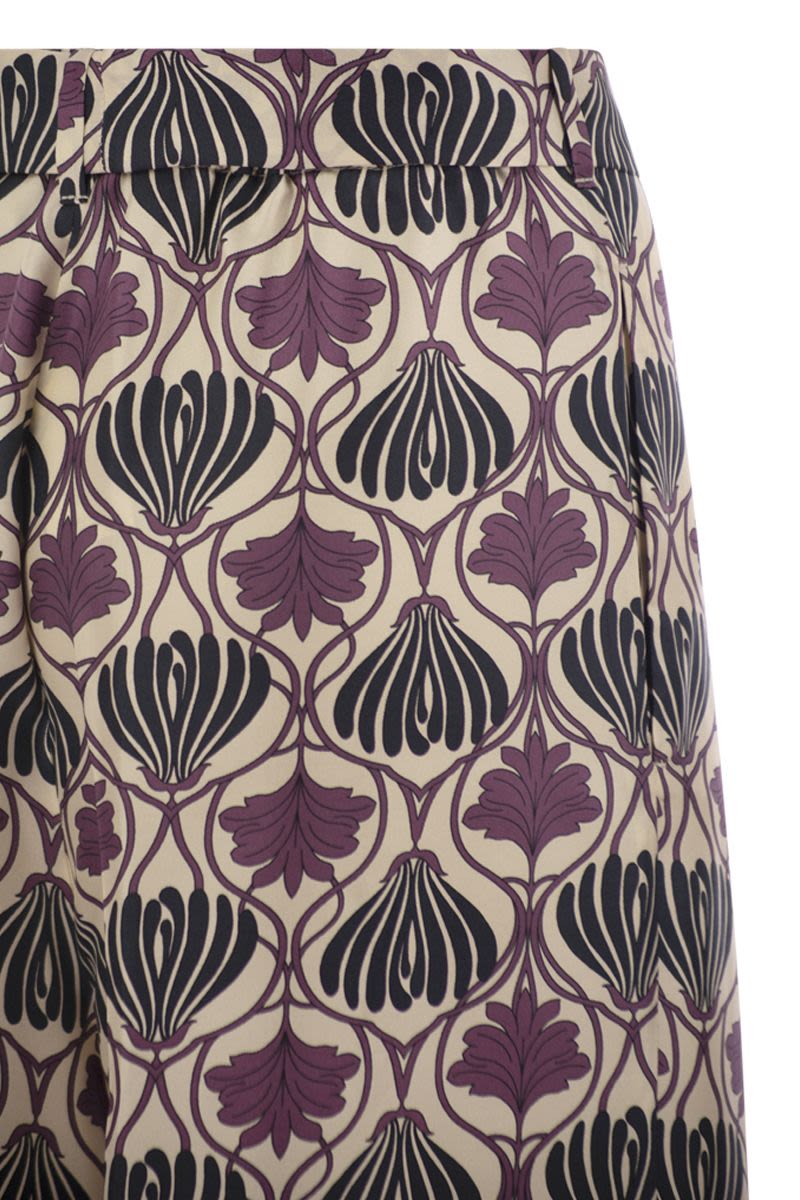 S Max Mara Timec - Printed Silk Fluid Trousers
