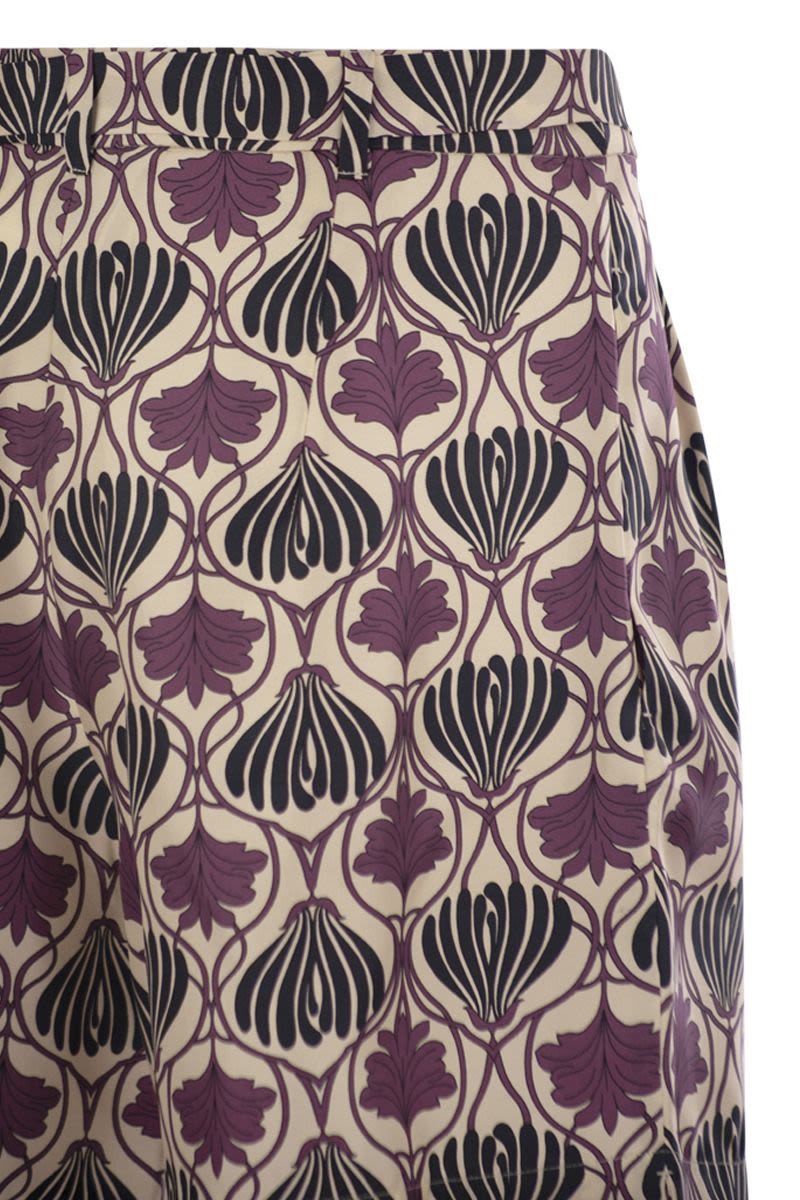 S Max Mara Metello - Printed Silk Fluid Short Trousers