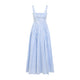 Max Mara Sportmax White And Light Blue Filato Cotton Midi Dress