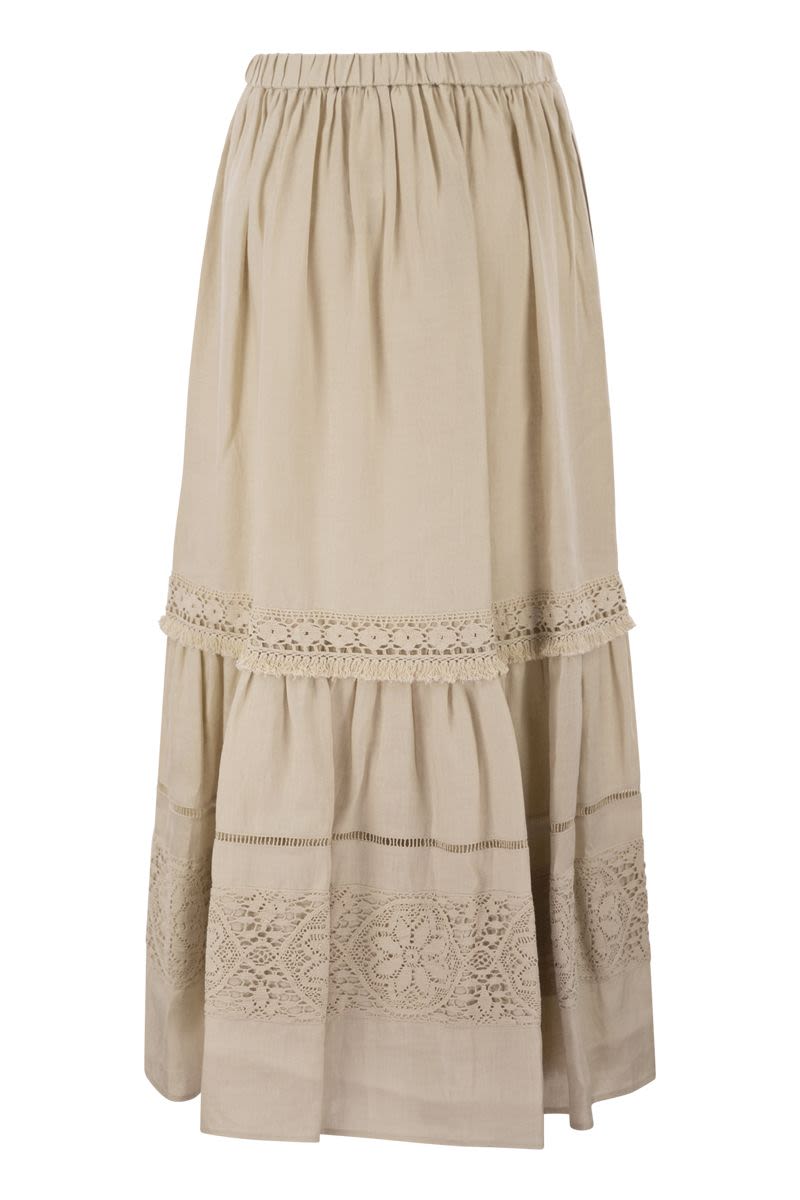 Weekend Max Mara Wkipallore – Long Linen Skirt With Lace Inserts