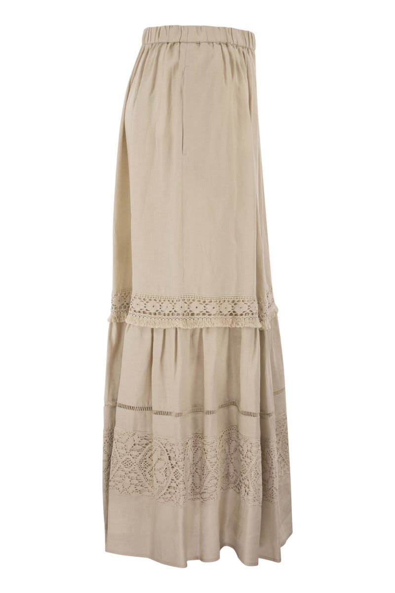 Weekend Max Mara Wkipallore – Long Linen Skirt With Lace Inserts