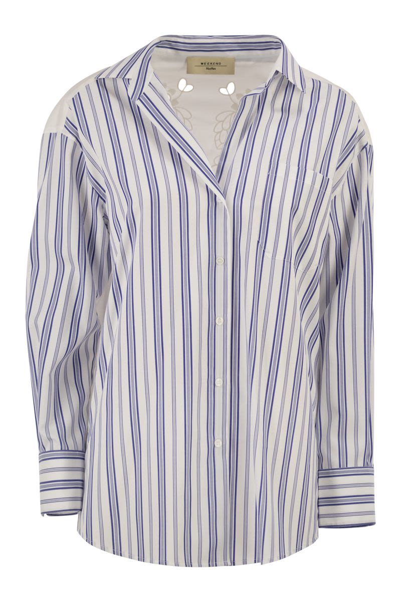Weekend Max Mara Wkdtessile - Striped Cotton Shirt With Sangallo Lace