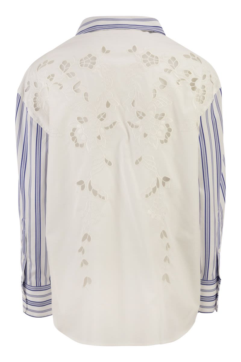 Weekend Max Mara Wkdtessile - Striped Cotton Shirt With Sangallo Lace
