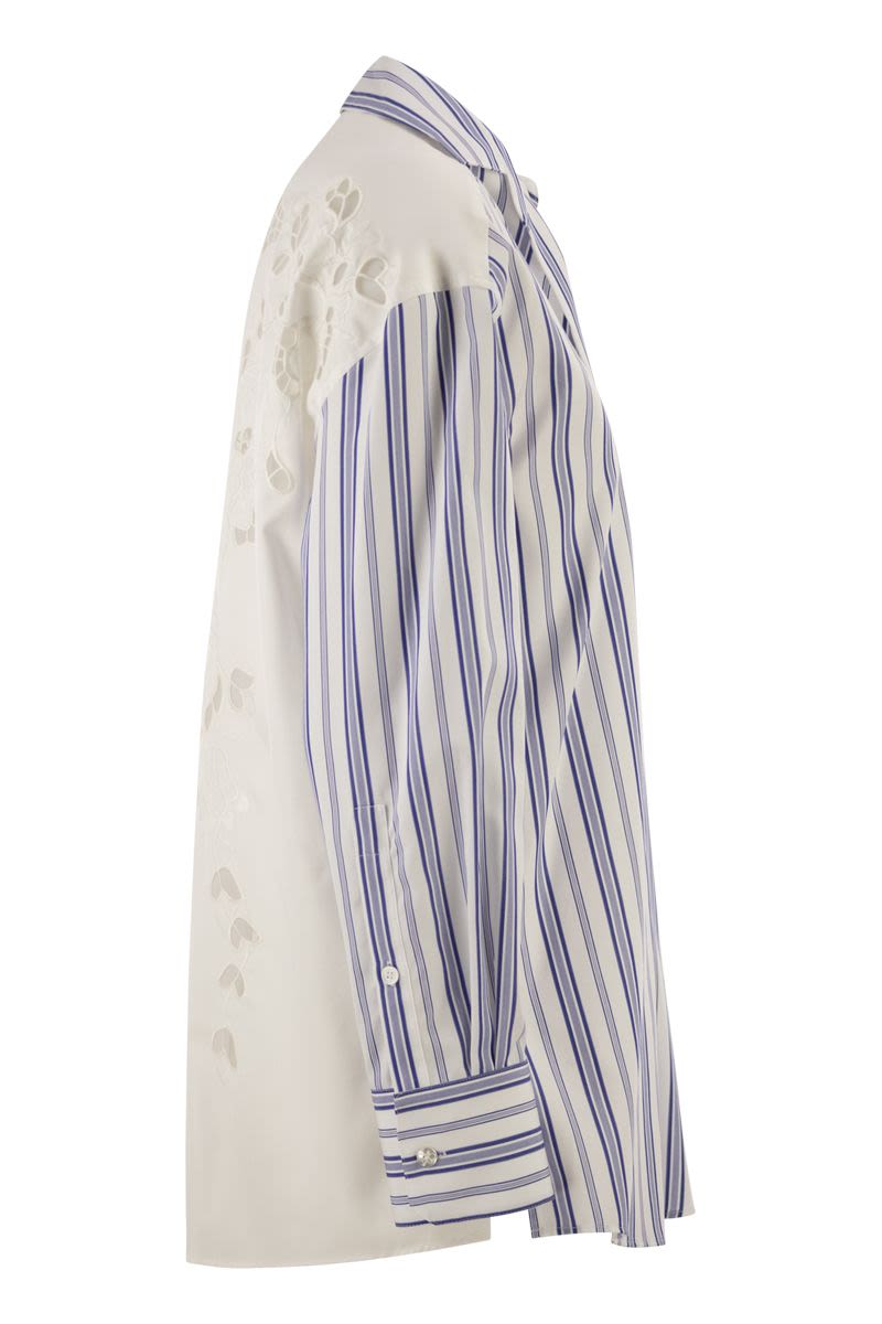 Weekend Max Mara Wkdtessile - Striped Cotton Shirt With Sangallo Lace