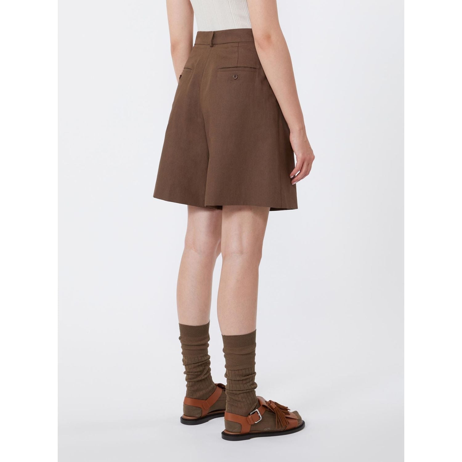 Weekend Max Mara Wkdecuba - Cotton And Linen Canvas Bermuda Shorts