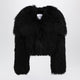 The Attico Cropped Bomber Jacket In Black Curly Shearling