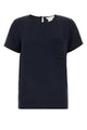 Max Mara Navy Blue Silk Pagano T-Shirt