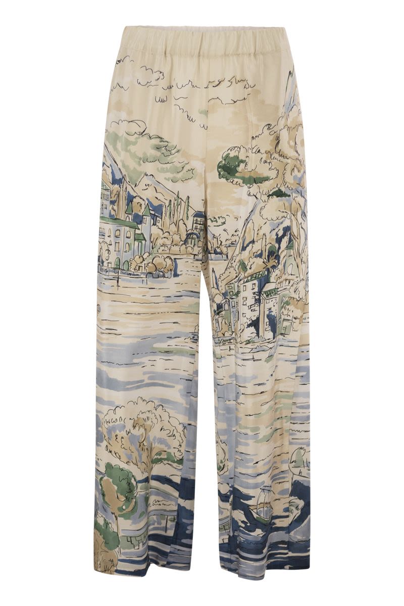 Weekend Max Mara Wkdcurva - Printed Pure Silk Fluid Trousers