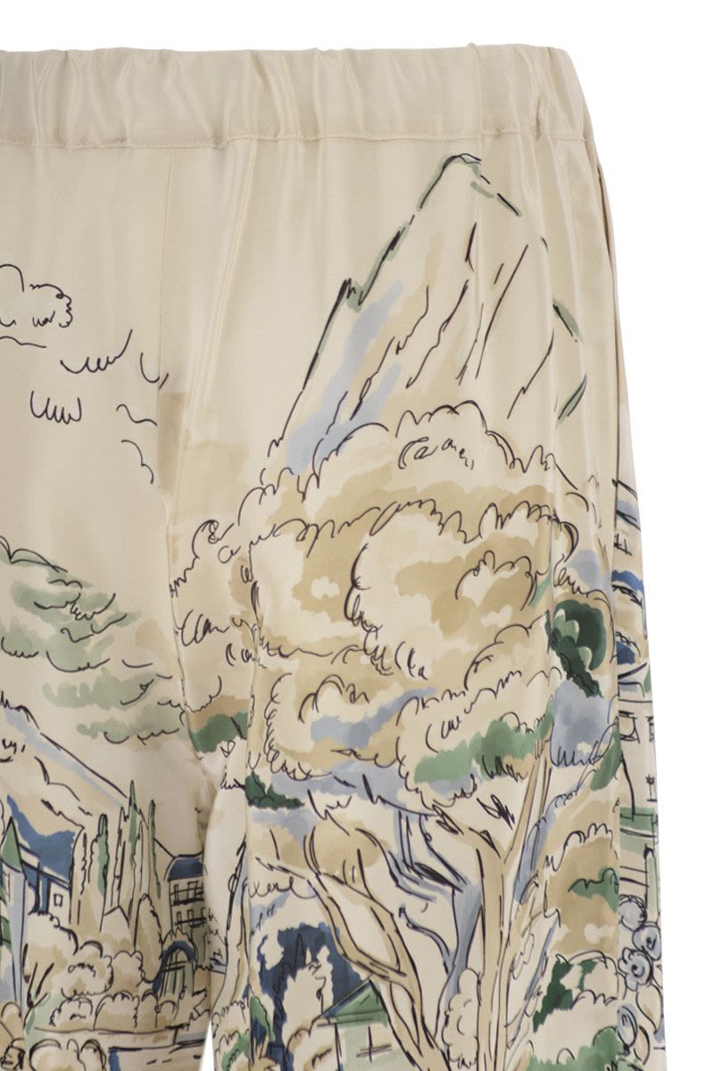 Weekend Max Mara Wkdcurva - Printed Pure Silk Fluid Trousers