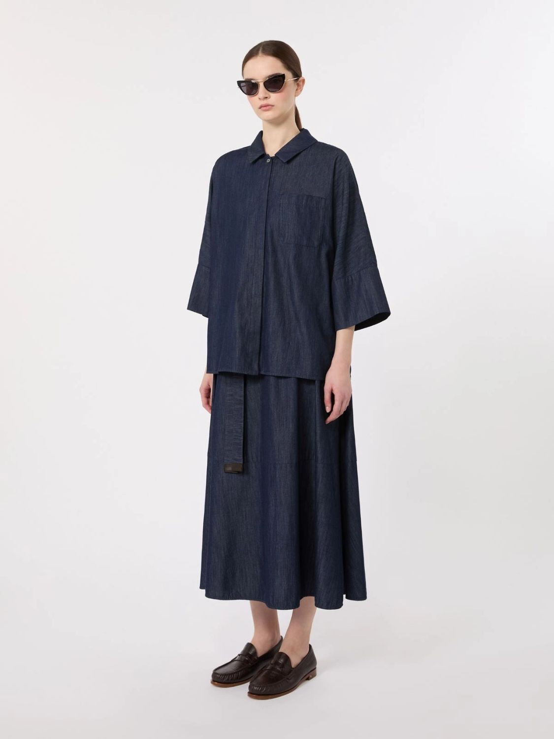 S Max Mara Stmrugiada - Lightweight Denim Shirt With Short Sleeves
