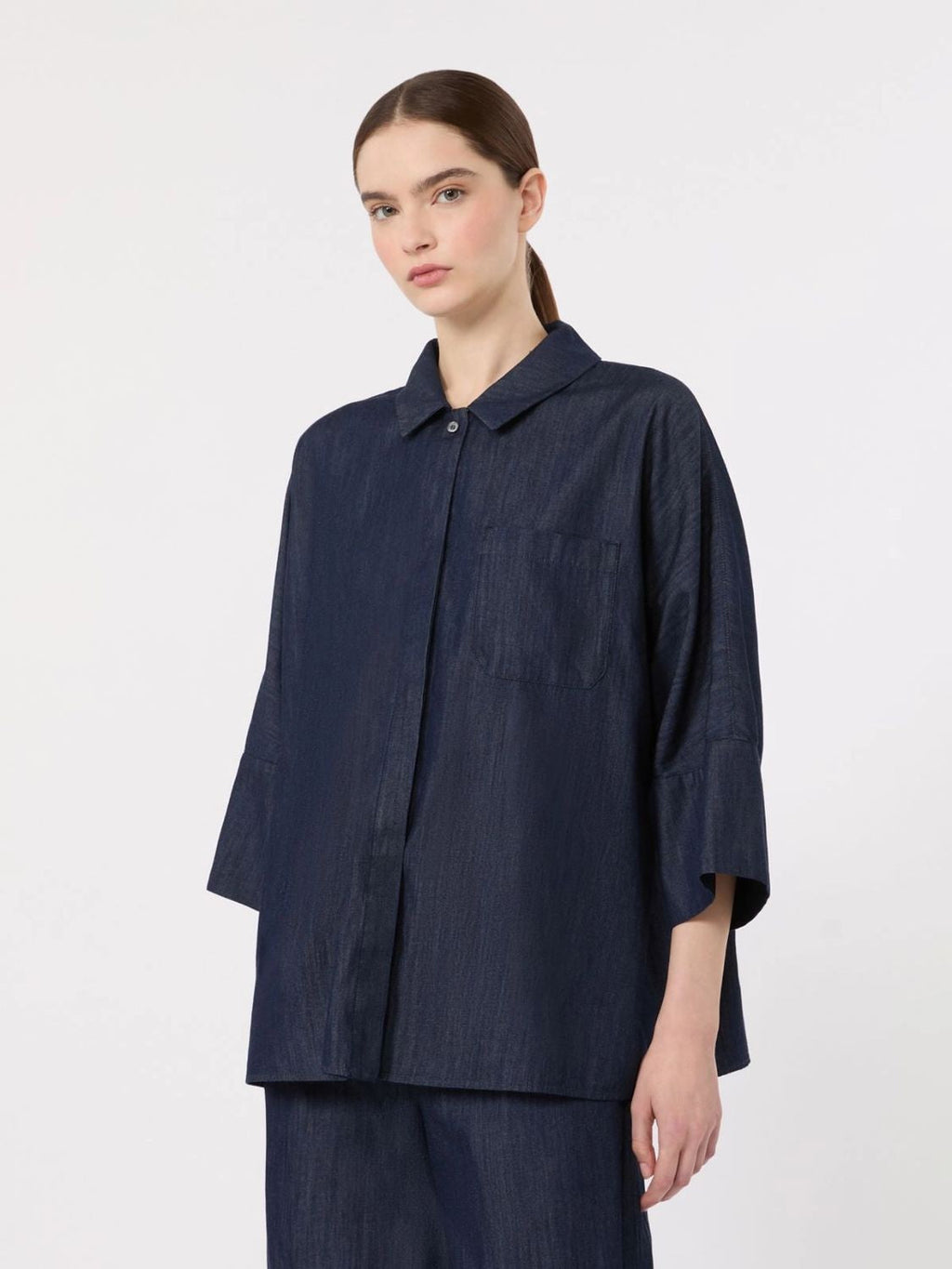 S Max Mara Stmrugiada - Lightweight Denim Shirt With Short Sleeves
