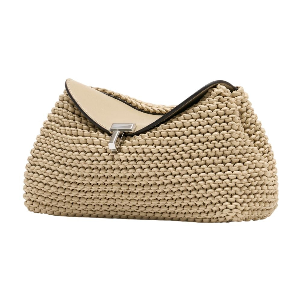 Toteme Mini T-Lock Clutch -  - Leather - Beige