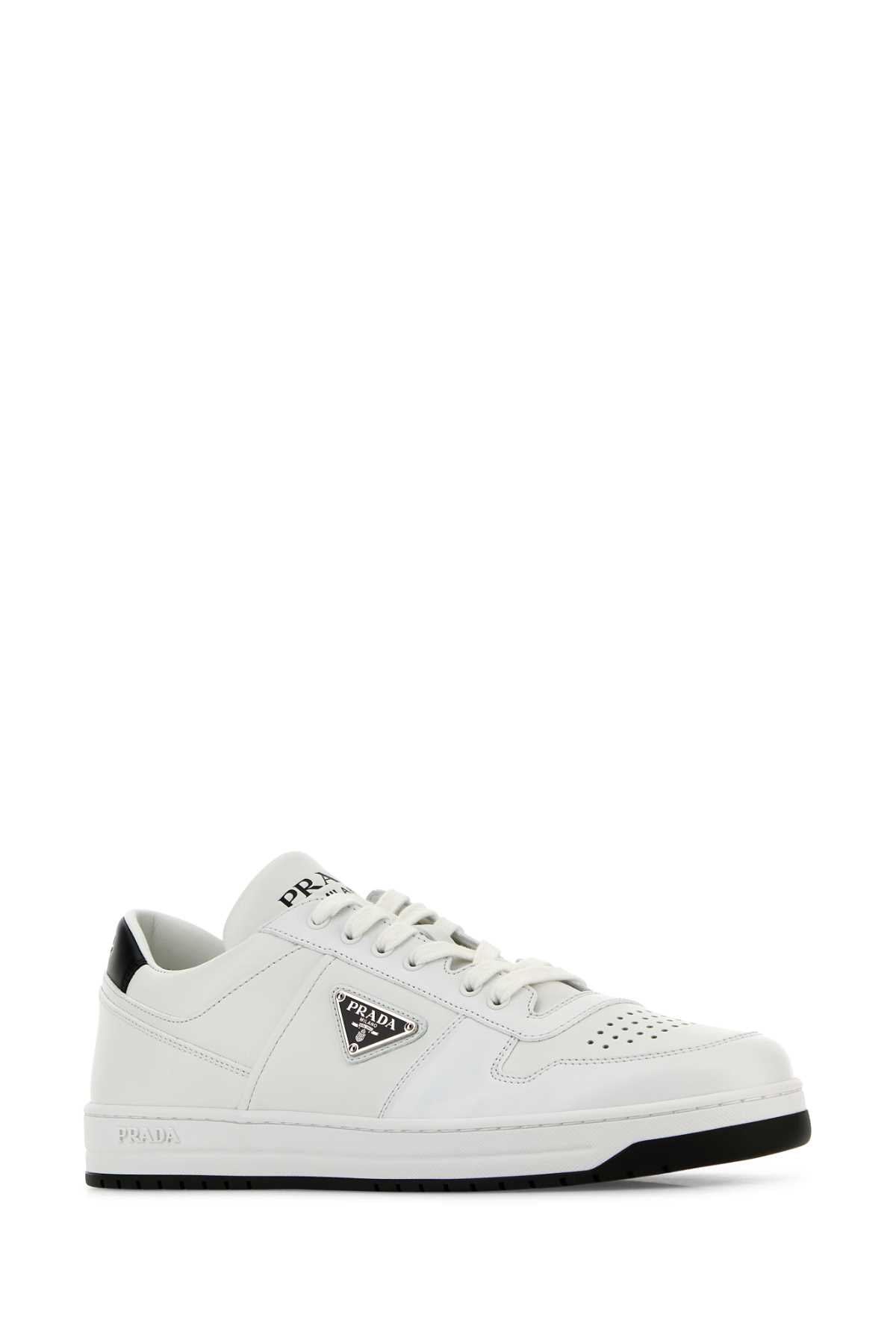 Prada White Leather Downtown Sneakers