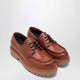 Prada  Laced Moccasins In Cognac Leather