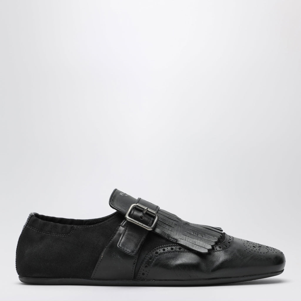 Prada Black Leather Shuffle Buckle Shoes